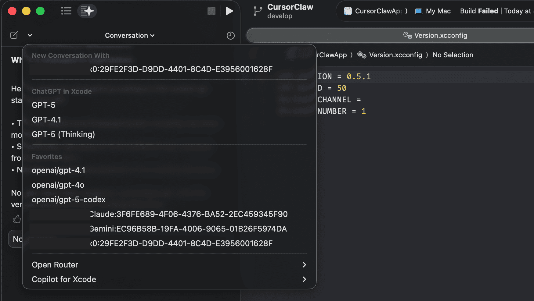 select model in xcode